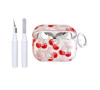 Reownest for Airpods Pro 3rd Generation with Cleaner Kit, Cute Cherry Bowknot Pattern Aesthetic Design Shockproof Keychain Cover Soft Headphone Cases for Airpods Pro 3 -Red