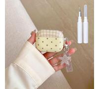 Reownest for AirPods Pro/Pro 2 Case,Checkered Star Cover-Beige Plaid | Cute Retro Vitality Aesthetics Design,Star Keychain Soft TPU Shockproof Cover for Airpods Pro 2nd/1st Generation
