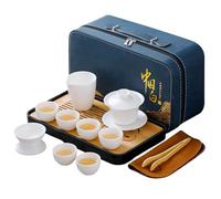 REOWONU Chinese Tea Set Traditional, Chinese Gongfu Tea Set for Adults, Gaiwan Tea Set with 6 Cups (Pure white 6cups)