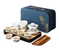 REOWONU Chinese Tea Set Traditional, Chinese Kung Fu Tea Set for Adults, Gaiwan Tea Set with 6 Cups (QLJS Gaiwan6)