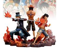 REOZIGN 3-Piece One Piece Luffy Ace Sabo Figures Set, 18 cm One Piece Figure Ace Sabo Statue Anime Figures Decoration Supplies Toy Figures Set Anime Cartoon Figure Model