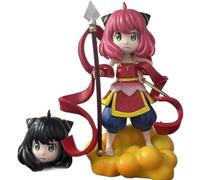 REOZIGN Anya Figurine Red Pompom Spear Replacement Face Anya Forger 17cm PVC Character Ornament Gift for Anime Fans
