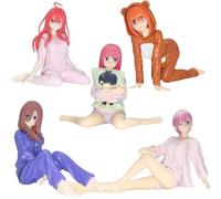 REOZIGN Ichika, Nino, Miku, Yotsuba And Itsuki Figures, 5 Pieces, Sitting Pajamas, 11 Cm/4.3 Inch, PVC Character Model Ornament, Gifts