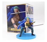 REOZIGN One Piece Figures, Luffy Zoro Nami Sanji Tony Chopper Usopp Franky Brook Figurines Statue 20th Birthday One Piece Anime Blue Color PVC Action Figure Model (Roronoa Zoro)