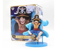 REOZIGN One Piece Figures, Luffy Zoro Nami Sanji Tony Chopper Usopp Franky Brook Figurines Statue 20th Birthday One Piece Anime Blue Colour PVC Action Figure Model (Luffy)