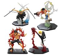REOZIGN One Piece Ruffy Sanji Zoro Ace Anime Figure, 16cm Battle Flame Figure Decoration Ornaments Collectibles Toy Animations Character Model (Ace)