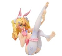 REOZIGN Rabbit Figurine, Pink Ears Sitting Anime Rabbit Figurine 17 cm/6.7 Inches PVC Cosplay Model for Anime Fans Gift