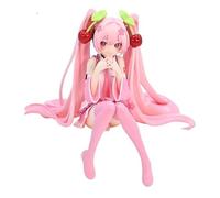 REOZIGN Sakura Miku Figure, Pink Long Hair Sitting Sakura Miku Action Figures 15 cm/5.9 inch PVC Character Collectible Model Decoration Anime Fans Gifts