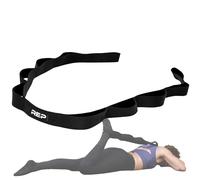 REP Fitness Cotton Stretching Strap - Yoga Band with Loops for Flexibility Training, Physical Therapy, Leg & Back Stretch, Exercise Equipment for Recovery, Hamstring Stretcher for Home Workouts, Black