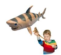 Rep Pals - Stretchy Tiger Shark Toy by Deluxebase. Animal Shaped Squishy Sensory Fidget Toys, Stress Relief Squeeze Figure, Soft Flexible Rubber, Fun Fantasy Gift for Kids