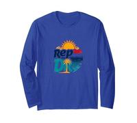 Rep The DR: Tropical Paradise Beach Lover Vacation Long Sleeve T-Shirt, Adult Unisex, Royal Blue, S