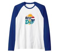 Rep The DR: Tropical Paradise Beach Lover Vacation Raglan Baseball Tee, Men, Royal Blue/White, S