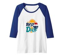 Rep The DR: Tropical Paradise Beach Lover Vacation Raglan Baseball Tee, Women, Royal Blue/White, L