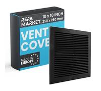 Repa Market 10 x 10 Inch / 250 x 250mm (Outer Size) Black Square Air Vent Covers for Walls - Plastic Intake Air Vents - Grill Cover w/Nylon Mesh Screen - HVAC Ceiling Ventilation Grilles