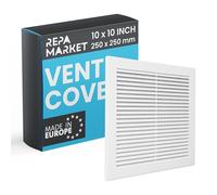Repa Market 10 x 10 Inch / 250 x 250mm (Outer Size) White Square Air Vent Covers for Walls - Plastic Intake Air Vents - Grill Cover w/Nylon Mesh Screen - HVAC Ceiling Ventilation Grilles