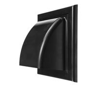 Repa Market 100 mm Black Tumble Dryer Vent Cover with Backdraft Damper - ABS Exhaust Air Vent Covers Exterior with Rain Hood and Non-Return Valve for Duct/Surface Mount - Air Vent Covers for Walls