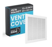 Repa Market 12 x 12 Inch / 300 x 300mm (Outer Size) White Square Air Vent Covers for Walls - Plastic Intake Air Vents - Grill Cover w/Nylon Mesh Screen - HVAC Ceiling Ventilation Grilles