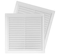 Repa Market 2-Pack 10'' x 10'' Inch / 250 x 250 mm (Outer) Plastic White Vent Cover - Square Duct Cover - Air Vent Louver - Screen Mesh - HVAC Ventilation Exhaust Air Intake Grill, Soffit Vent