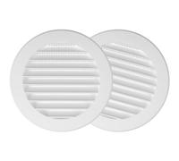 Repa Market 2 Pack - 4'' Inch / 100 mm Plastic Vent Cover White - Round Soffit Vent - Exhaust Ventilation Louver - Air Inlet Grille Cover - Built-in Screen Mesh - HVAC Ventilation