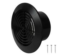 Repa Market 4 Inch / 100 mm Black Plastic Round Air Vent Cover with Guard Mesh - Ceiling Vent Cover - HVAC Indoor Outdoor Intake/Exhaust Vent Duct Cover - Air Conditioning Soffit Ventilation Grilles
