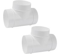 Repa Market 4" Inch / 100 mm White Pack of 2 ABS Plastic 3 Way Joint - Duct Splitter for Exhaust Fan Dryer - 3 Way Round Duct Hose Connector for Vent Hose, Pipe, 90 Degree T Shape Joint