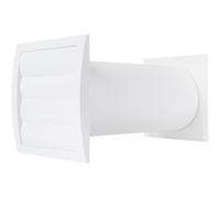 Repa Market 5 Inch / 125 mm Plastic Through Wall Ventilation kit - Adjustable - White Louvered Dryer Vent Cover with Pipe and Duct Connector - Dryer exhaust vent, Built in Gravity Flaps and Guard Mesh