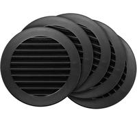 Repa Market 5 Pack - 4'' Inch / 100 mm Plastic Black Vent Cover - Round Soffit Vent - Air Intake, Exhaust Ventilation Louver - Air Inlet Grille Cover - Built-in Screen Mesh - HVAC Ducting Ventilation