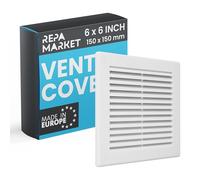 Repa Market 6 x 6 Inch / 150 x 150mm (Outer Size) White Square Air Vent Covers for Walls - Plastic Intake Air Vents - Grill Cover w/Nylon Mesh Screen - HVAC Ceiling Ventilation Grilles