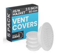 Repa Market 60mm Pack of 5 White Vent Cover with Mesh Screen - Plastic Soffit Ventilation Grill - Louvered Vent for Indoor, Outdoor Wall Ducting - HVAC Louvre Grille for Kitchen, Bathroom