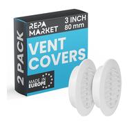 Repa Market 80mm Pack of 2 White Vent Cover with Mesh Screen - Plastic Soffit Ventilation Grill - Louvered Vent for Indoor, Outdoor Wall Ducting - HVAC Louvre Grille for Kitchen, Bathroom