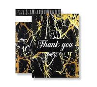 Repackbiz 100x Poly Mailer Bag Mailing Postal Bags Gifts Shipping Wrapping Design Pattern Designer Envelope for Parcel Mail 25x33CM (10x13 Inch) - Black Gold Thank You