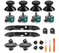 Repair Kit for Xbox One S/X Controller, Thumbsticks, 3D Analog Joysticks, LB RB Bumper, Dpad, ABXY Buttons, Headphone Jack, Replacement Parts for Xbox One Controller(Model: 1708)(Black ABXY)