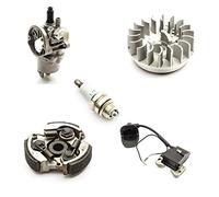 Repair Kit Set Mini Moto 49cc Spares Kit - Carburettor + Clutch + Coil + Spark Plug + Type 1 Fly Wheel