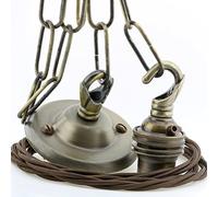 Repaireum Ltd. Premium Quality Bayonet Cap B22 Reproduction Vintage Chain Ceiling Pendant Kit with British Made 3Core Mocha Brown Flex