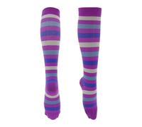 REPAIROCK Cycling Socks Anti Friction Outdoor Bike Socks Purple Beige Purple Light Blue Size S-M Neutral Unisex 1 Pair Four Color Stripes