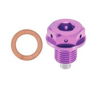 REPAIROCK M12x1.25 4MM Magnetic Oil Drain Plug Titanium Alloy Oil Pan Drain Bolt Plug with 1 Copper Washer Purple 1 Pc