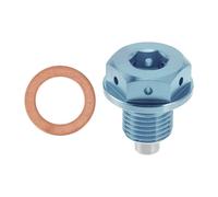 REPAIROCK M12x1.25 4MM Magnetic Oil Drain Plug Titanium Alloy Sump Drain Nut Bolt with 1 Copper Washer Light Blue 1 Pc