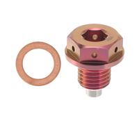REPAIROCK M12x1.5 4MM Magnetic Oil Drain Plug Titanium Alloy Oil Pan Drain Bolt Plug with 1 Copper Washer Pink 1 Pc