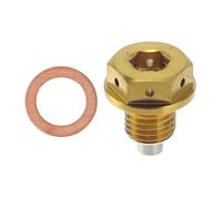 REPAIROCK M12x1.5 4MM Magnetic Oil Drain Plug Titanium Alloy Oil Pan Drain Bolt Plug with 1 Copper Washer Gold Tone 1 Pc