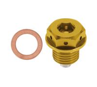 REPAIROCK M14x1.5 4MM Magnetic Oil Drain Plug Titanium Alloy Sump Drain Nut Bolt with 1 Copper Washer Gold Tone 1Pc