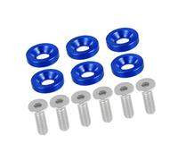 REPAIROCK Universal Finishing Countersunk Fender Bumper Washers, Gasket Screw Engine Bay Dress Up Fastener Kit for Motorcycle, M6, Aluminum Alloy, Blue, 6pcs Auto Replacement Parts