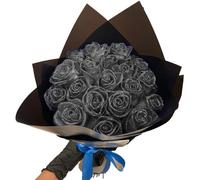 RePaLy Glitter Rose Bouquet - Artifical Roses - DIY Gift for Valentine's Day (Black, 20pcs)