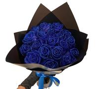 RePaLy Glitter Rose Bouquet,Artificial Rose Flowers Bouquet,DIY Bouquet Shiny Fake Rose Bouquet Love Gift,Rose Glitter,DIY Bouquet Gifts for Valentine's Day Gift (Blue,50 pcs)
