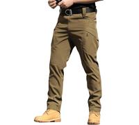 Repaly - Men's Brown Extra Large Flexcamo Tactical Waterproof Cargo Pants, Multi-Pocket, Thickened Knee, Suitable For Outdoor Activities
