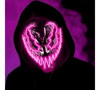 REPARO 1pc Unisex Halloween Masks, Led Purge Masks scary light Up Masks Cosplay Led Halloween masks for Raves Creepy Mask for adult and kids (Venom Pink)