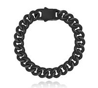 RepaTime Black Cuban Link Bracelet for Men, 8 Inch Bracelets Stainless Steel Chain Bracelet for Men, Stylish Matte Finish Wrist Accessory, Bold Jewelry Gift for Husband, Father, Brother