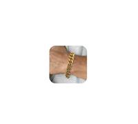 RepaTime Gold Cuban Link Bracelet for Men, 8 Inch Stainless Steel Chain Bracelet for Men, Polished Gold Wrist Jewelry, Fashion Bracelets Gift for Husband, Father, Brother or Male Friends