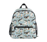 Repeat Pattern Cute Cartoon Australian Shepherd Puppy Pattern Toddler Backpack, Boy Backpack Preschool Bag Kindergarten Schoolbag Nursery Travel Bag for Girl