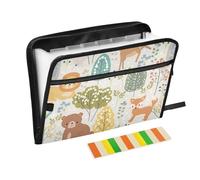 Repeat Pattern Nursery Art Animals File Folder Organizer A4 Size Expanding File Pocket with Pockets Monthly File Folder Office File Folder for Medic Meeting