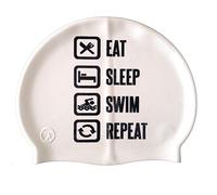 Repeat White Silicone Swimming Cap | Fantastic Pool Cap | Swim Cap for Men, Woman and Kids | Great Comfort and Fit | Italian design and style